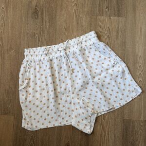 AFRM White and Tan Polka Dot High Waist Shorts